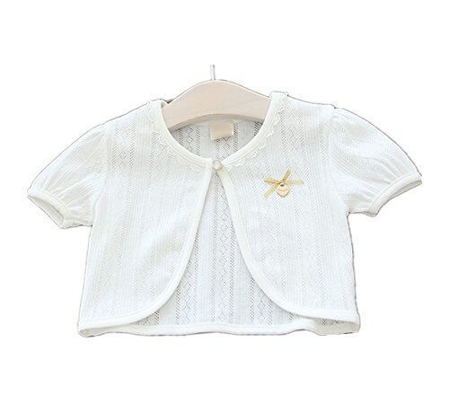 Candykids ガールズ女の子 ボレロ カーディガン　半袖 子供 女の子 用　ホワイト ピンク 薄手 柔らか カーデ 女の子 フォーマルキッズ フォーマル ドレス 可愛い発表会 入園式 結婚式 パーティー (80cm, ホワイト),赤ちゃん,カーディガン,