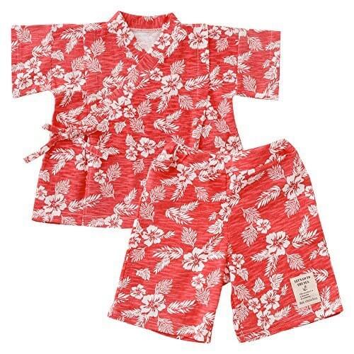 (チャックル) chuckle *ボンシュシュ*アロハ柄甚平【上下セット】 レッド 95cm P3106-95-21,男の子,甚平,