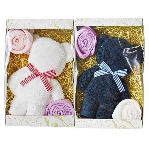 ブルーム 今治タオル タオルベア ペアギフトセット ベア&お花　(ホワイト＆ブルー) G_bear2_白青,今治タオル,内祝い,