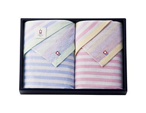 imabari towel (今治タオル) ガーゼとパイルの今治産たおる バスタオル 2枚セット ブルー&ピンク,今治タオル,内祝い,