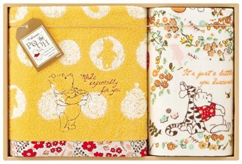UCHINO Disney ギフトコレクション ハニーガーデン くまのプーさん&ティガー (バスタオル・フェイスタオル) イエロー,内祝い,タオル,