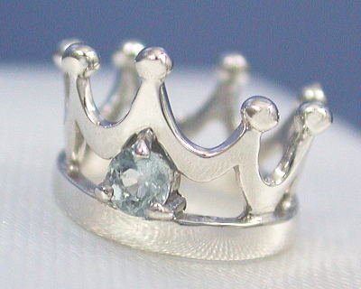 K18WG アクアマリン ベビーリング 【クラウン『プリンス』タイプ】,ベビー,リング,