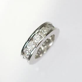 [キュートジュエリー]Cute jewerly 4月の誕生石 K18WG ダイヤモンド0.43ct ベビーリング エタニティータイプ ベビーケース(ブルー),ベビー,リング,