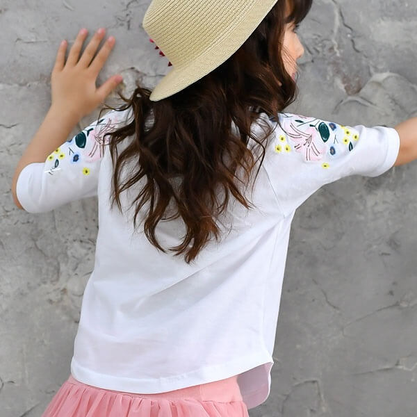 5分袖トップス,刺繍,トップス,