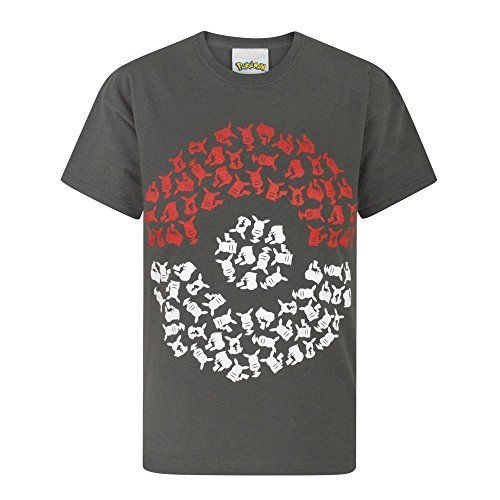 (ポケモン) Pokemon オフィシャル商品 キッズ・子供用 ピカチュウ モンスターボール Tシャツ 夏 男の子 (Years (11-12)) (チャコール/レッド/ホワイト),キッズ,Tシャツ,