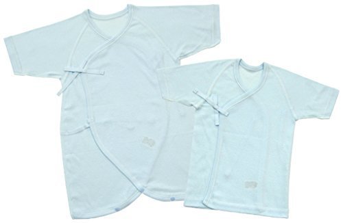 ベビーストーリー 日本製 短肌着&コンビ肌着セット 天竺素材 50cm サックス MIT10000,新生児肌着セット,