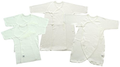 村信 ラ・モルフェ加工 スムース(厚手) 新生児肌着4点セット 50~60cm 白 NL20000-4 日本製,新生児肌着セット,