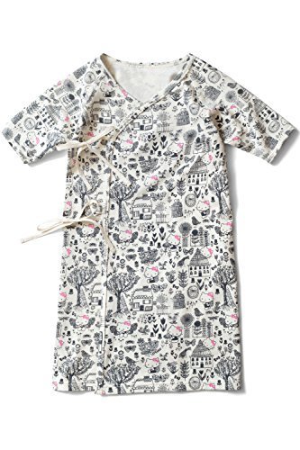 DESIGNERS GUILD (デザイナーズギルド) × HELLO KITTY コラボ 日本製 キティちゃんプリント オーガニックコットン100％ ベビー長肌着 ブラック 50-70サイズ,長肌着,おすすめ,選び方