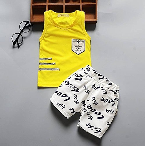 (オルル)OLULU ベビー服 上下セット セットアップ タンクトップ ズボン ２点セット ベビー 赤ちゃん キッズ 子ども 女の子 ガールズ 男の子 ボーイズ 606g088(110,イエロー),キッズ,タンクトップ,