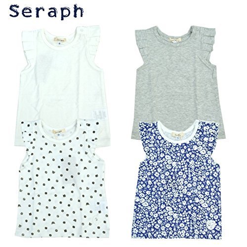 Seraph セラフ　肩フリルタンクトップ S310017 女の子 トップス Ｔシャツ フリル (130cm, ブラック),キッズ,タンクトップ,