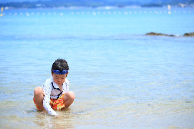 海で遊ぶ男の子,子供,水着,男の子