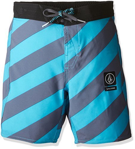 (ボルコム)VOLCOM 子供 ボードショーツ 水着 ボーダー柄 ( ストレッチ性 ) STRIPEY ELASTIC / Y0811732 < キッズ > Y0811732 AQU AQU_アクアブルー 5,子供,水着,男の子