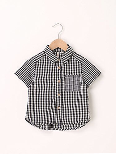 (ラーゴム) LAGOM　ギンガムチェック半袖シャツ　ブラック　120,子供服,シャツ,