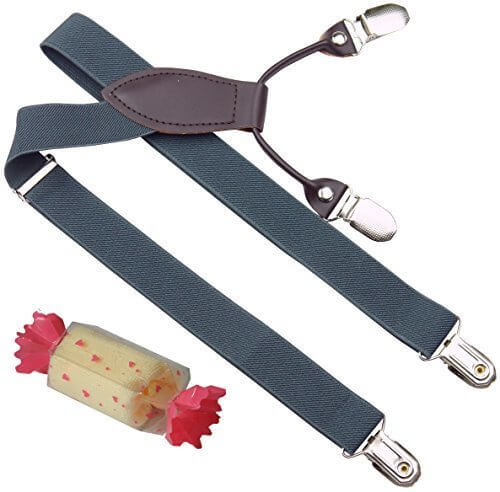 Babystity おしゃれに変身 サスペンダー キッズ用 身長70cm~130cm ハンドタオル付 (グレー無地),子ども,サスペンダー,