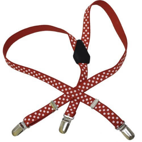 (キッズ)KIDS 子供用水玉ドットプリント柄サスペンダー レッド（日本製）,子ども,サスペンダー,