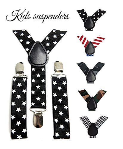 （グレードモリヤ）Grade moriya 子供 サスペンダー ベルト 子供用 サスペンダー キッズ ベルト キッズ用 カジュアル お出かけ 身長80cm~130cm 5種類 (星柄×ブラック),子ども,サスペンダー,