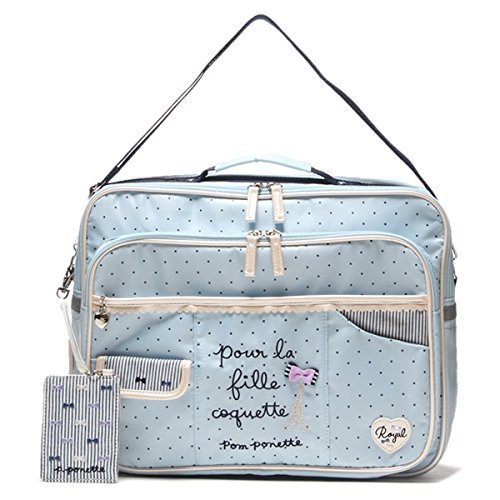 ポンポネット ジュニア（pom ponette junior） パスケースつきロゴ刺しゅう入りドット3WAYバッグ【サックス/FREE】,レッスンバッグ,女の子,