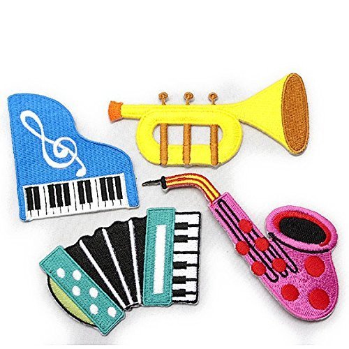 ノーブランド品 MUSIC 楽器色々　ワッペン4点セット　SET　PART-2,手作り,お守り,