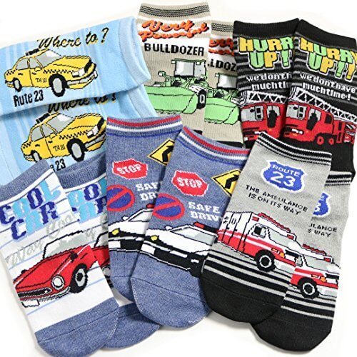 靴下 キッズ 男の子 ソックス 6足セット 乗り物デザインシリーズ 16-21cm対応サイズ,ソックスbox408,