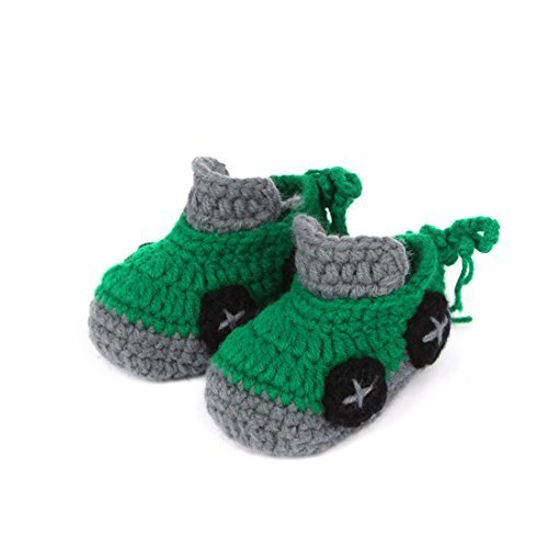 (ダンティヤ)Dantiya ベビー　キッズ　新生児　秋冬　シューズ　車　靴　ニットシューズ　ファーストシューズ (緑),ベビー,ルームシューズ,