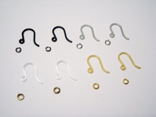 アレルギー対応 樹脂ピアス フック ブラック・シルバー・ゴールド・クリア ４色セット パーツ,ハンドメイド,ピアス,