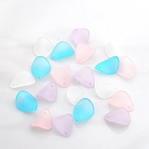 アクリルパーツ02 ドロップ 型 パステルカラーミックス20枚 パーツ しずく 鱗 シーグラス風 パウダートレーディング,ハンドメイド,ピアス,
