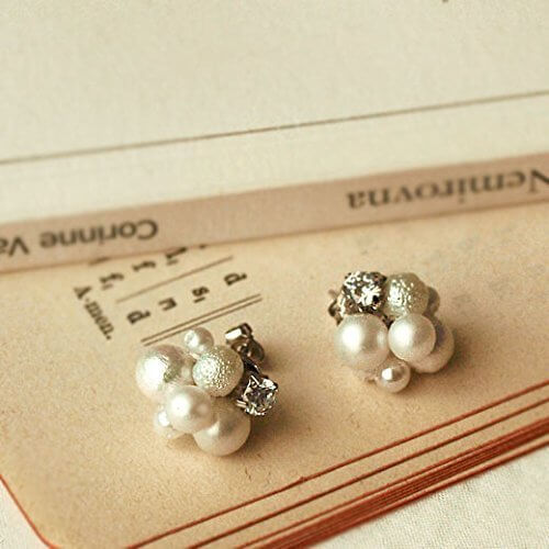 大人気！パールとジルコニアのピアスキット　手作り用ビーズキット　 ルミナスホワイト・ピアスキット,ハンドメイド,ピアス,