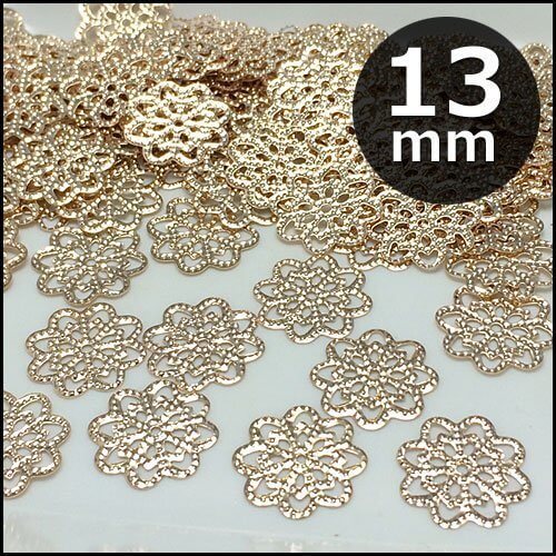 お花の透かしパーツ「ライトゴールド」13ｍｍ×20枚入り [並行輸入品],ハンドメイド,ピアス,