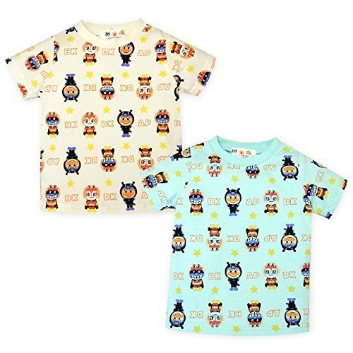 (サックス/95cm)ベビー服 男の子 Tシャツ アンパンマン 半袖 UV加工 綿100％ 着ぐるみ総柄プリント 男児 ベビー,UVカット,子供服,