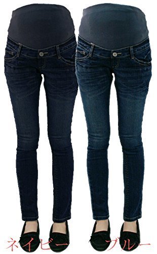 ain ストレッチデニム　スキニー　パンツ (ネイビー, M)紺,マタニティウェア,いつから,おすすめ