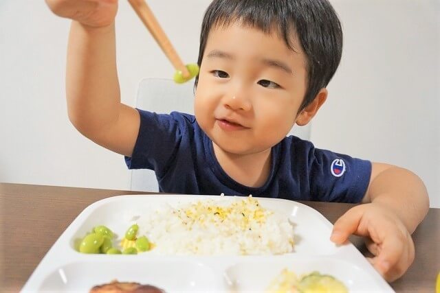 おはしを持つ幼児,はし,はじめて,