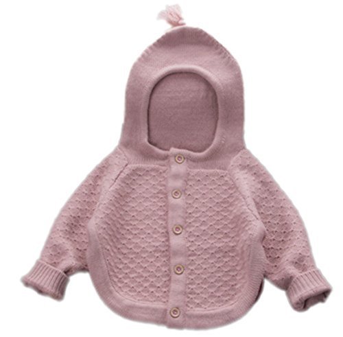 (クレア)Qurea ベビー アウター 上着 ニット オシャレ お出かけ ウェア パーカー ケープ ポンチョ あたたか かわいい(100,ピンク),ベビー,アウター,おすすめ