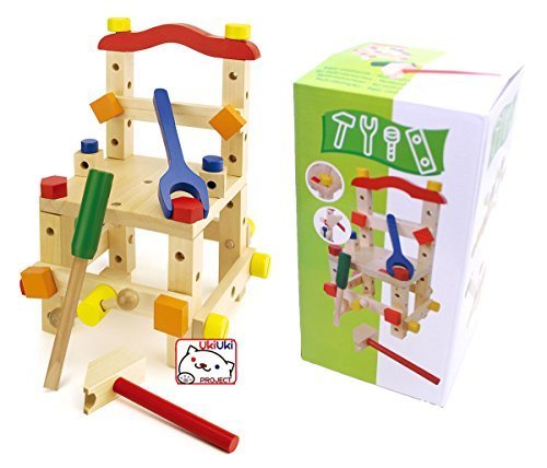 知育玩具 木製おもちゃ 組み立て イス 大工さんセット 39ピース,赤ちゃん,おもちゃ,木