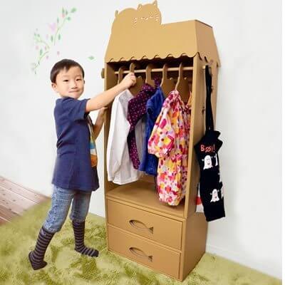 ダンボール ハンガーラック＆チェスト,ダンボール家具,