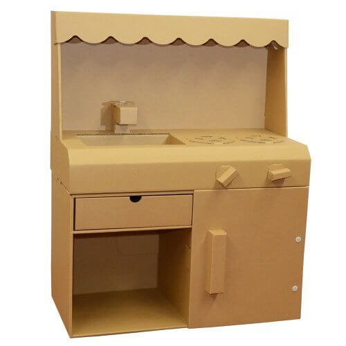 ダンボール製おままごとキッチン茶,ダンボール家具,