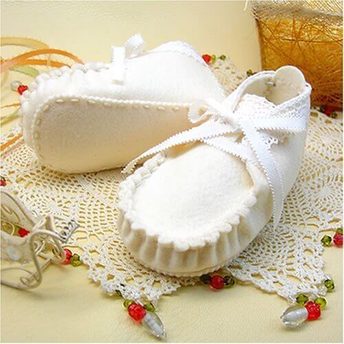 フェルトで作るベビーシューズの手作りキット入門セットアイボリー,ベビー,シューズ,人気