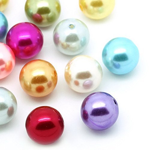 Housweety欧米風キラキラ輝くパール風の手芸用ビジュー（アクリルビーズ）パーツ！【ビーズ パーツ ビーズパーツ アクリル アクリルビーズ 手芸 手芸用品】手作り/ハンドメイド/小物/ストラップ/携帯ストラップ/ネックレス/おしゃれ/かわいい/キッズ/子供 ミックス 詰め合わせ 約30個入り カラー：Mixed サイズ16mm Dia.( 5/8,手作り,ヘアアクセ,