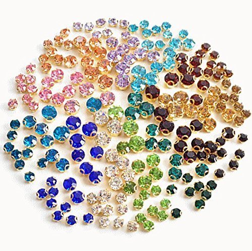 台座付き A級ガラスストーン ラウンド アソートセット ビジュー 全12色3サイズ204個入 ラインストーン アクセサリー パーツ【204200】,手作り,ヘアアクセ,