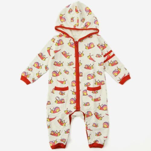 Mademoiselle papillon ジップアップ 長袖 カバーオール 虹のかたつむり【オフクリームsize:90】,赤ちゃん,カバーオール,