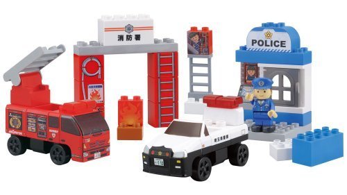 BlockLabo ブロックラボ ビークルブロック パトカーと消防車ブロックバケツ,子ども,積み木,おすすめ