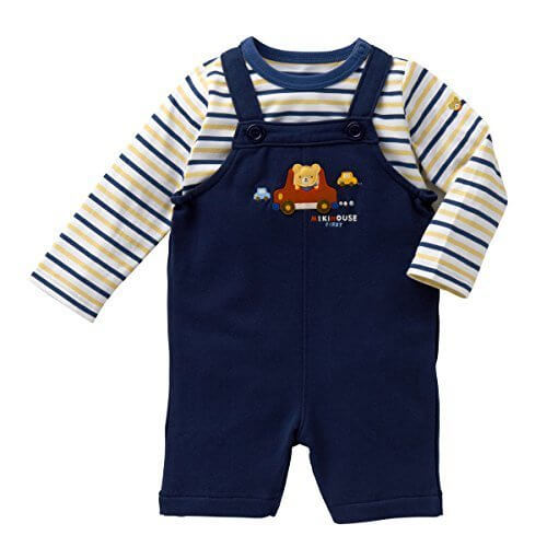 (ミキハウス)ミキハウスファーストMIKIHOUSEオーバーオールセット (44-3305-678) 紺（03） フリー（70-80cm）,ベビー,オーバーオール,