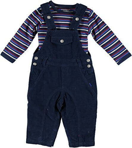 (フィクソーニ)FIXONI 北欧ブランド 綿１００％コーデュロイオーバーオールと長袖ボディスーツのセット 86cm,ベビー,オーバーオール,