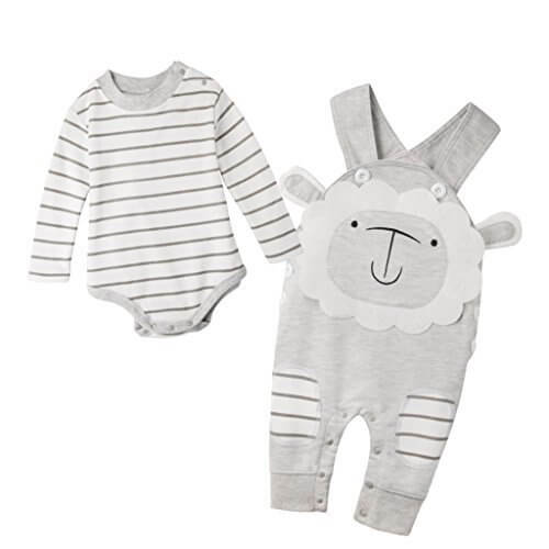 女の子 男の子 サロペット パンツ 子供 ロンパース オーバーオール 2点セット ベビー服 カバーオール 綿100％ （グレー 90cm）,ベビー,オーバーオール,