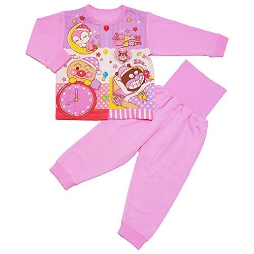 【本体綿100％】2017年 秋冬 アンパンマン ニットキルト お着替え練習 腹巻付き 長袖パジャマ Anpanman ピンク◇90cm,子供服,パジャマ,