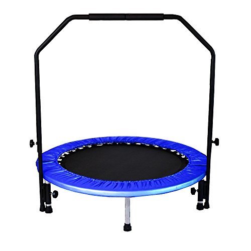 3段調整！安全手すり付き 子供から大人まで楽しめる 折りたたみ式トランポリン ブルー,室内,遊具,