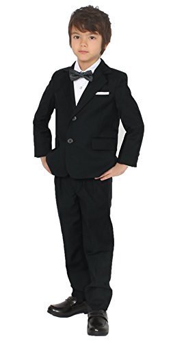 ドリーム企画 子供スーツ ブラック ネイビー フォーマル su-0012 キッズ 男の子スーツ 4点セット キッズスーツ (150サイズ, 黒),子ども,フォーマル,