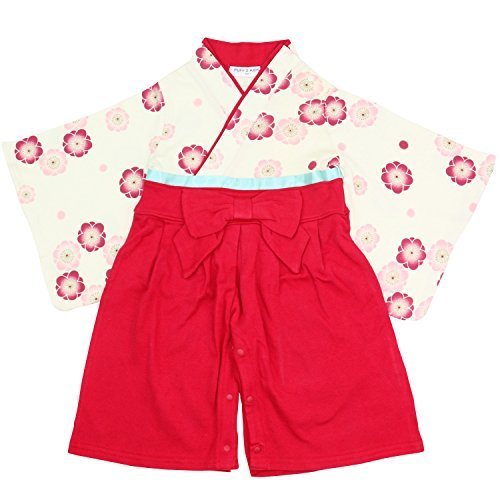 ベビー キッズ 袴風 カバーオール ロンパース 女の子 茜色 80cm 10623609RE80,子ども,フォーマル,