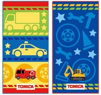 ポケットタオル　トミカ「はたらくくるま」（２絵柄組）,タオル,ハンカチ,こども