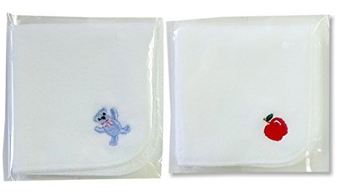 今治タオル×スマイリッシュ　タオルハンカチガールズ2枚セット・名入れスペース付（りんご＆くま）,タオル,ハンカチ,こども