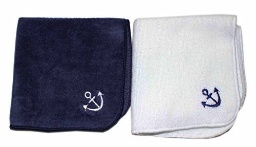 今治タオル×スマイリッシュ　タオルハンカチボーイズ2枚セット・名入れスペース付（ネイビーイカリ＆イカリ）,タオル,ハンカチ,こども